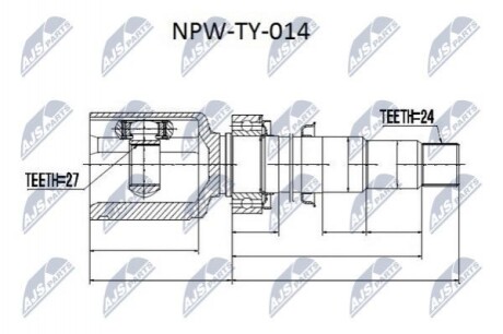 ШАРНІР РІВНИХ КУТОВИХ ШВИДКОСТЕЙ | TOYOTA CAMRY 3.5 06-, HIGHLANDER 07-, LEXUS ES350 06- /ПРАВ/ NTY NPWTY014 (фото 1)