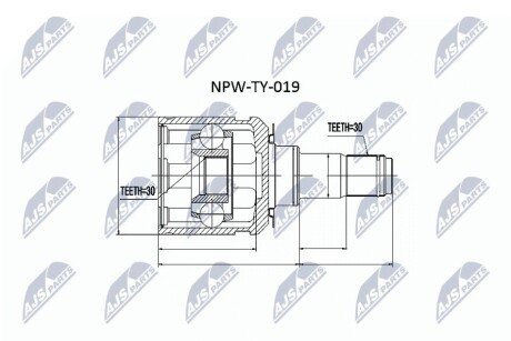 ШАРНІР РІВНИХ КУТОВИХ ШВИДКОСТЕЙ | TOYOTA LANDCRUISER /MTM/ATM/ J120 02-, HI-LUX 4-RUNNER /ATM/ 02-, FJ CRUISER GSJ15 /ATM/MTM/ 06-, LEXUS GX470 /ATM/ 02- NPW-TY-019