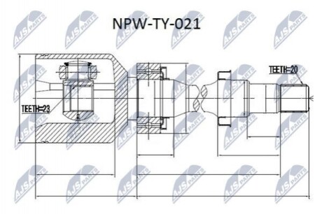 ШАРНІР РІВНИХ КУТОВИХ ШВИДКОСТЕЙ | TOYOTA AVENSIS AT220/ZZT220/AT221/ST220 1.6,2.0 97-03 /ПРАВ/ NPWTY021