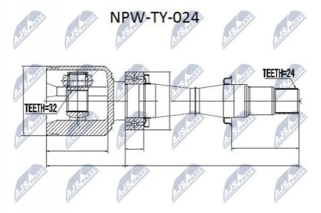 ШАРНІР РІВНИХ КУТОВИХ ШВИДКОСТЕЙ | TOYOTA AVENSIS CDT220 2.0 D-4D 99-03 /ПРАВ/ NPWTY024