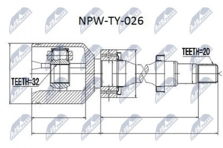 ШАРНІР РІВНИХ КУТОВИХ ШВИДКОСТЕЙ | TOYOTA AVENSIS CT220 2.0TD 97-06.2000, AZT220 2.0 00-03 /ПРАВ/ NPWTY026