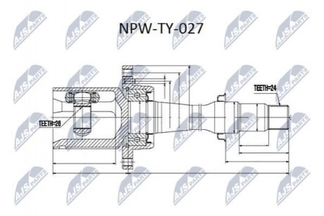 ШАРНІР РІВНИХ КУТОВИХ ШВИДКОСТЕЙ | TOYOTA AVENSIS AZT250/CDT250 2.0,2.0D-4D 03-06, CAMRY ACV30 USA 2.4 01-06 /ПРАВ/ NPWTY027