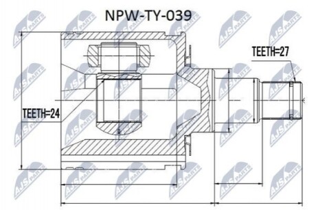 ШАРНІР РІВНИХ КУТОВИХ ШВИДКОСТЕЙ | TOYOTA LANDCRUISER KDJ90 3.0D-4D 00-02, KZJ90/95 3.0D 96-99, VZJ90 3.4 96-02, 4RUNNER RZN185 2.7 95-00, VZN185 3.4 95-02 Л/П NPWTY039