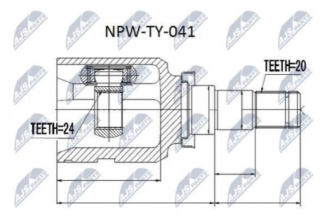 ШАРНІР РІВНИХ КУТОВИХ ШВИДКОСТЕЙ | TOYOTA YARIS 1.4D-4D MTM 05-11, COROLLA ZRE181/182 1.6 ATM/MTM,1.8 ATM 13-, AURIS HYBRID ZRE185 1.8 12- /ЛІВ/ NPWTY041