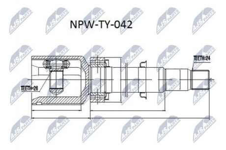 ШАРНІР РІВНИХ КУТОВИХ ШВИДКОСТЕЙ | TOYOTA AVENSIS ADT250 2.0D-4D 03-10.2008 /ПРАВ/ NPWTY042