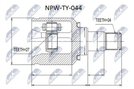 ШАРНІР РІВНИХ КУТОВИХ ШВИДКОСТЕЙ | TOYOTA AVENSIS ADT251 2.2D-4D 05-, COROLLA 2.0D 06-13, COROLLA VERSO 2.2D 04-, AURIS 2.0D,2.2D 06-12, VERSO 2.2D 09- /ЛІВ/ NPWTY044