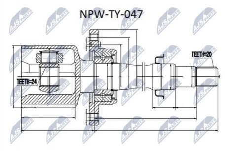 ШАРНІР РІВНИХ КУТОВИХ ШВИДКОСТЕЙ | TOYOTA AVENSIS ZZT221 1.8 00-12.2002 /ПРАВ/ NPWTY047