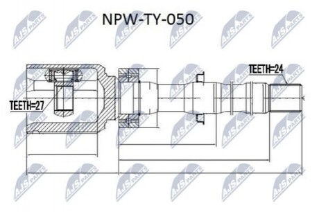 ШАРНІР РІВНИХ КУТОВИХ ШВИДКОСТЕЙ | TOYOTA RAV-4 ALA30 2.2D-4D /MTM/ 05-12, 2.2D-CAT /MTM/ 05-08 10-12, ALA41 2.0D-4D /MTM/ 13-, ALA49 2.2D-4D /MTM/ 12- /ПРАВ/ NPWTY050