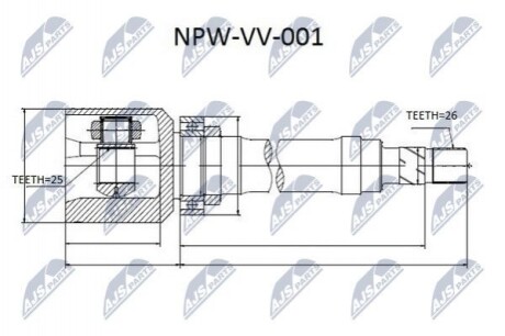 ШАРНІР РІВНИХ КУТОВИХ ШВИДКОСТЕЙ | VOLVO 850, C70/S70/V70 93-98 /ПРАВ/ NPWVV001