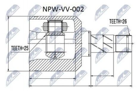 ШАРНІР РІВНИХ КУТОВИХ ШВИДКОСТЕЙ | VOLVO 850, C70/S70/V70 93-98 /ЛІВ/ NPWVV002