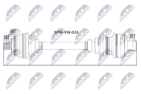 ПІВВІСЬ | VW SHARAN, FORD GALAXY, SEAT ALHAMBRA 1.9TDI AHU/1Z 95-01 /MTM/ /ПРАВ/ NPWVW024