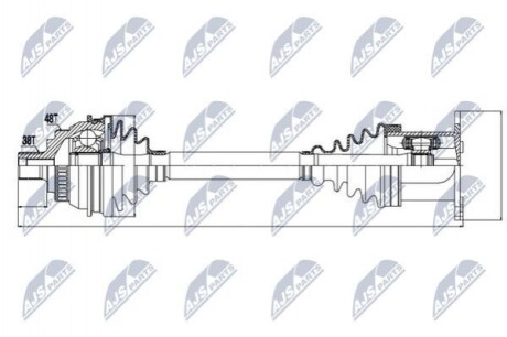 ПІВВІСЬ | VW SHARAN 1.8T, 1.9TDI, 2.0, 2.8VR6 00-, SEAT ALHAMBRA 1.8T, 1.9TDI/2.0, 2.0, 2.8VR6 00, FORD GALAXY 1.9, 2.8VR6 03- /Л/П OPCJA 1/ NPWVW036