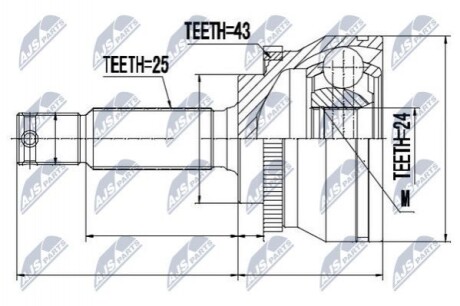 ШАРНІР РІВНИХ КУТОВИХ ШВИДКОСТЕЙ | MITSUBISHI GALANT 2.0I 92-03, 2.0TD 92-03 /+ABS=43T/ NPZMS023