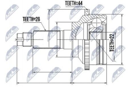 ШАРНІР РІВНИХ КУТОВИХ ШВИДКОСТЕЙ | MAZDA 626 GF 1.8I 16V 97-, XEDOS-6 1.6 92- /+ABS=44T/ NPZMZ031