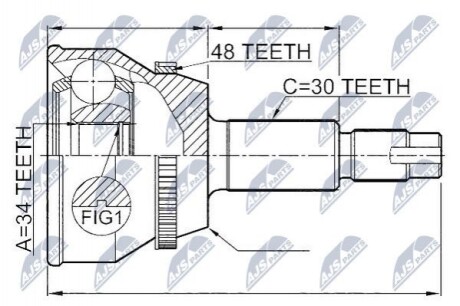 ШАРНІР РІВНИХ КУТОВИХ ШВИДКОСТЕЙ | TOYOTA HIGHLANDER MHU23/MHU28 3.5 05-07, LEXUS RX400H 05-08 NPZTY073