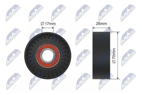 РОЛИК РУЧЕЙКОВОГО РЕМЕНЯ | TOYOTA COROLLA 00-06, CELICA 99-06, JEEP WRANGLER 97-06, GRAND CHEROKEE 97-04, SUZUKI GRAND VITARA 06-14, SX4 06-13, SUBARU BRZ, FORESTER 07-, IMPREZA 11-, LEGACY 09-14, WRX 13-, LEXUS GS 05-11, IS F 07-13, LS460 06-, FO RNKTY015