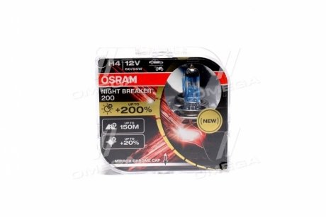 Автолампа Osram Night Breaker 200(H4 12V 60/55W P43t) 64193NB200-HCB