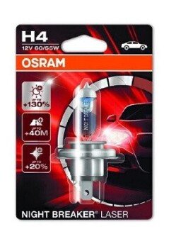 Лампа фарна H4 12V 60/55W P43t NIGHT BREAKER LASER (Blister 1шт) OSRAM 64193NBL-01B (фото 1)