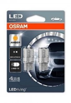Лампа светодиодная W21W Amber 12V 1W W3X16D LEDriving Standard (blister 2шт)(пр-во OSRAM) 7705 YE-02B