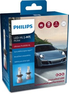 Лампа світлодіодна LED H7 12/24V Ultinon Pro9200 +400% 18W 5800K (комплект) (вир-во Philips) 11972U92X2