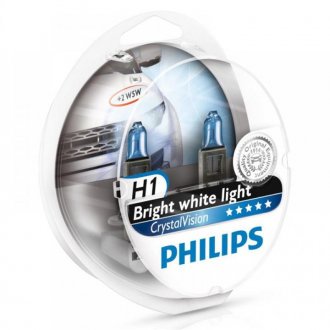 Лампа розжарювання H1 12V 55W P14.5s Cristal Vision 2x W5W 4300K (пр-во Philips) (12258CVSM) Philips