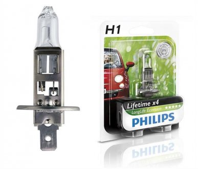 Лампа накалу H1 12V 55W P14,5s LongerLife Ecovision (вир-во) PHILIPS 12258 LLECO B1 (фото 1)