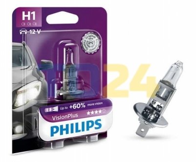 Лампа розжарювання H1 12V 55W P14,5s VisionPlus (вир-во) PHILIPS 12258 VP B1 (фото 1)