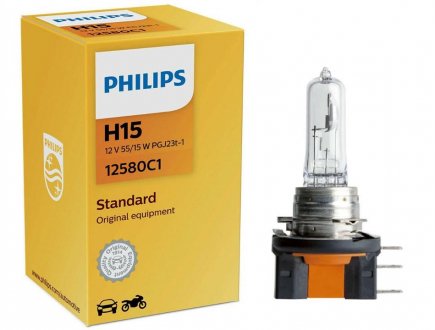 Лампа накаливания H15 55/15W 12V PGJ23T-1 (пр-во Philips) 12580C1