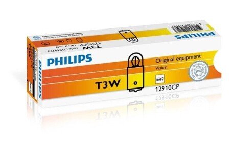 Лампа накаливания T3W 12V 3W BA9s (пр-во Philips) 12910CP