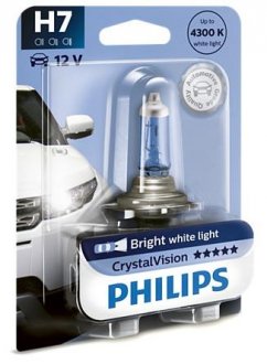 Лампа розжарювання H7 12V 55W PX26d Cristal Vision 1шт blister 4300K PHILIPS 12972CVB1 (фото 1)