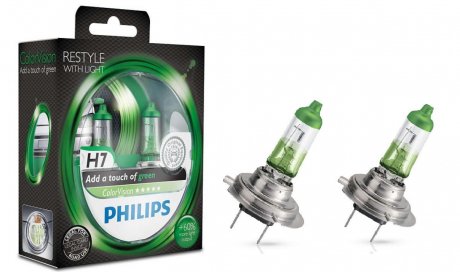 12972CVPGS2 (PHILIPS) H7 ColorVision Green 12V 55W PX26d Set 2 pc.