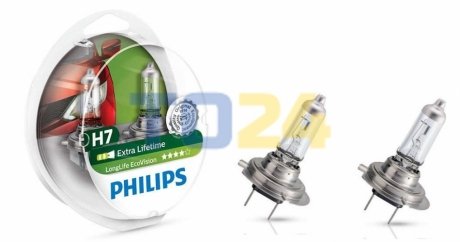 Лампа накалу H7 12V 55W  PX26d LongerLife Ecovision (вир-во Philips) 12972 LLECO S2