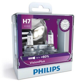 Автолампа H7 VisionPlus 12V 55W PX26d (2 шт. в блістері) PHILIPS 12972 VP S2 (фото 1)