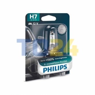 Лампа накаливания H7 X-tremeVision Pro150 +150 12V 55W PX26d PHILIPS 12972XVPB1 (фото 1)