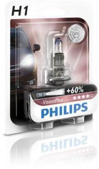 Лампочка H1 VisionPlus 12V P14,5s Блистер PHILIPS 36320330 (фото 1)