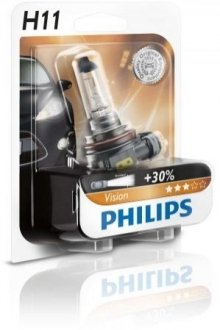Автомобильная лампа: 12 [В] H11 Vision 55W цоколь PGJ19-2 Blister +30% света PHILIPS 36428630 (фото 1)