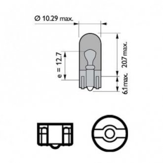 Автомобильная лампа WY5W 12V W2,1X9,5d PHILIPS 53002428 (фото 1)