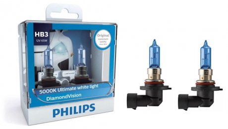 Лампа накаливания HB3 12V 50W P20d Diamond Vision 5000K (к-т) (пр-во Philips) 9005DVS2