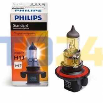 Лампа розжарювання H13 12V 60/55W P26,4t STANDARD 3200K (пр-во Philips) 9008C1