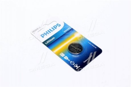 Батарейка CR2016 - 3.0V coin 1-blister (20.0 x 1.6) - Lithium (пр-во Philips) CR2016/01B