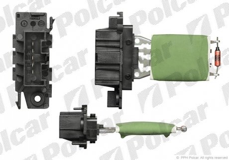Реостат вентилятора салону Fiat Doblo Opel Corsa D 1.2-1.4Lpg 08.06- Polcar 3024KST-2 (фото 1)