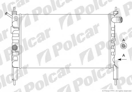 Радіатор охолодж. двигуна Opel Astra F 1.4/1.6 09.91-01.05 Polcar 550708B1 (фото 1)