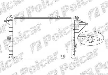 Радіатор охолоджування Opel Vectra A 88-95 Polcar 551408A3 (фото 1)