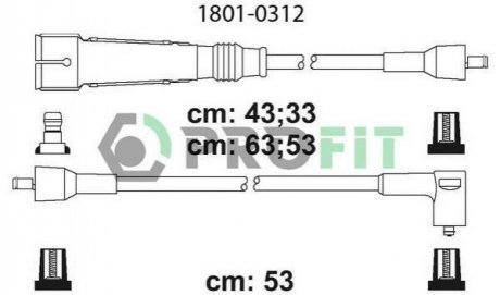 Комплект кабелів високовольтних 1801-0312