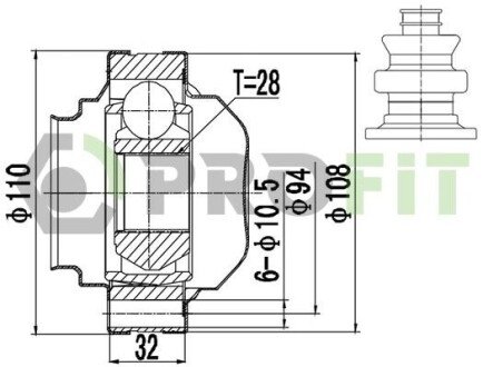 ШРУС внутренний комплект SKODA FABIA (NJ3) 14-н.в., KAMIQ (NW4) 19-н.в., KAROQ (NU7) 17-н.в. 2810-3036