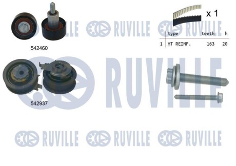 RUVILLE SKODA К-кт ГРМ (2 ролика+ ремінь+кріплення) FABIA III 1.0-1.6 14-, KAROQ (NU7, ND7) 1.4 TSI 17- 550516