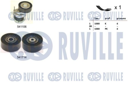 RUVILLE VW К-кт ГРМ ( ремінь+ 2 ролика) AMAROK 2.0 10-, CRAFTER 30-35 2.0 11- 570114