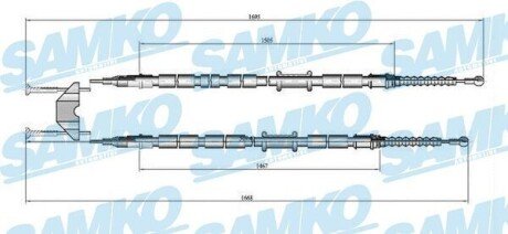 Трос ручного гальма.r. ASTRA H 1660/1480+1640/1460 tarcze C0538B