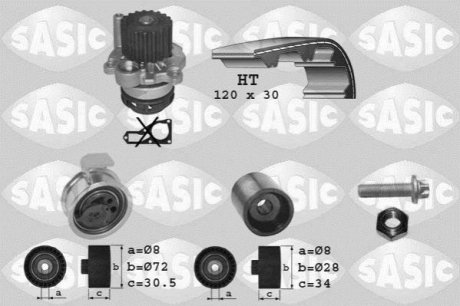 Насос води + комплект зубчатого ремня SASIC 3906010 (фото 1)