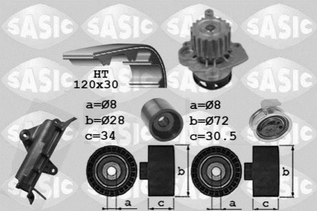 Комплект ГРМ (ремінь + ролик + насос води) SASIC 3906024 (фото 1)